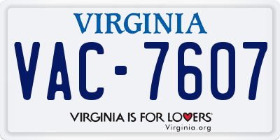 VA license plate VAC7607