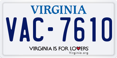 VA license plate VAC7610