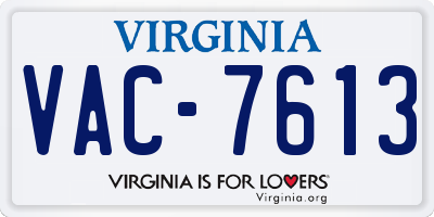 VA license plate VAC7613