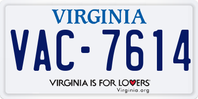 VA license plate VAC7614