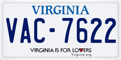 VA license plate VAC7622