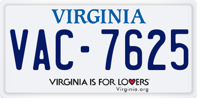VA license plate VAC7625