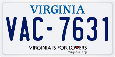 VA license plate VAC7631