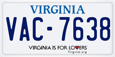 VA license plate VAC7638