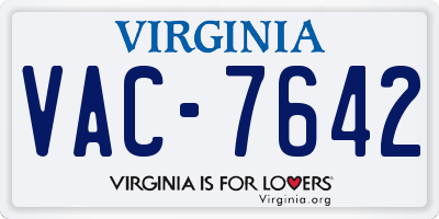 VA license plate VAC7642