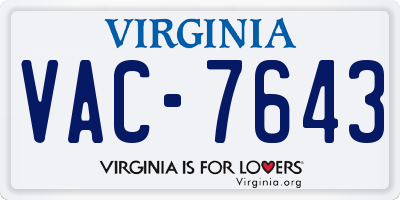 VA license plate VAC7643