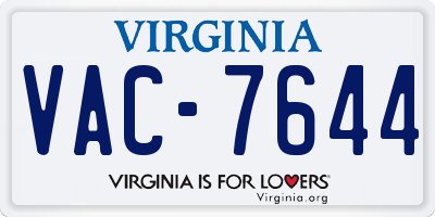 VA license plate VAC7644