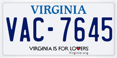 VA license plate VAC7645