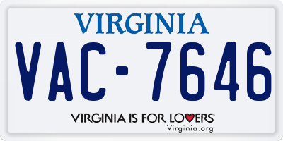 VA license plate VAC7646