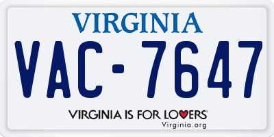 VA license plate VAC7647