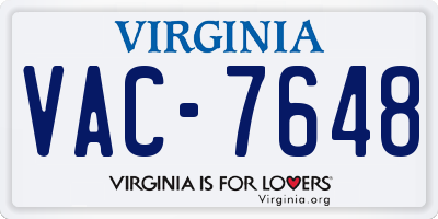 VA license plate VAC7648