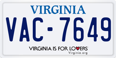 VA license plate VAC7649