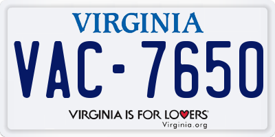 VA license plate VAC7650