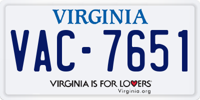 VA license plate VAC7651