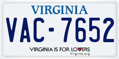 VA license plate VAC7652