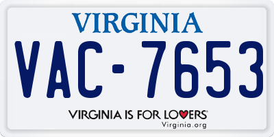 VA license plate VAC7653