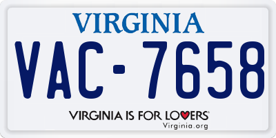 VA license plate VAC7658