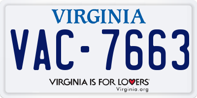 VA license plate VAC7663