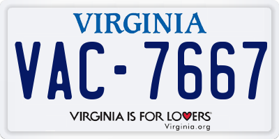 VA license plate VAC7667