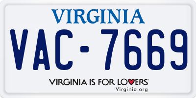 VA license plate VAC7669