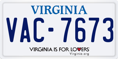VA license plate VAC7673