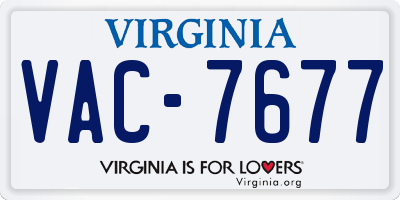 VA license plate VAC7677