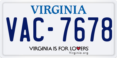 VA license plate VAC7678