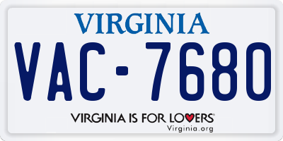 VA license plate VAC7680