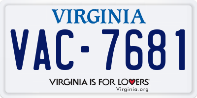 VA license plate VAC7681