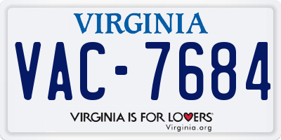 VA license plate VAC7684