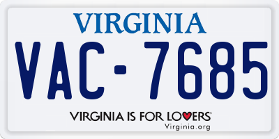 VA license plate VAC7685