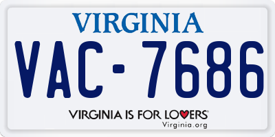 VA license plate VAC7686