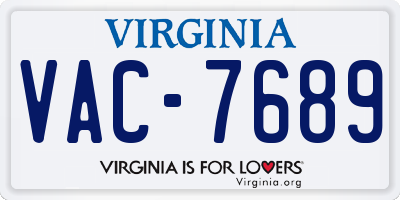 VA license plate VAC7689