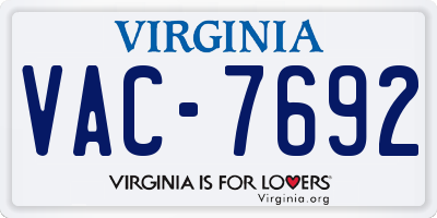 VA license plate VAC7692