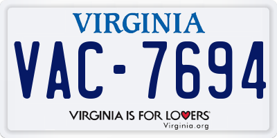 VA license plate VAC7694