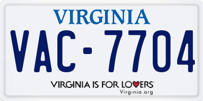 VA license plate VAC7704