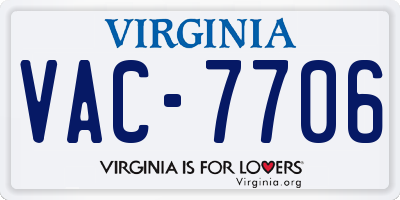 VA license plate VAC7706