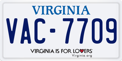 VA license plate VAC7709