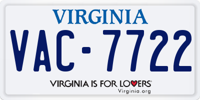 VA license plate VAC7722