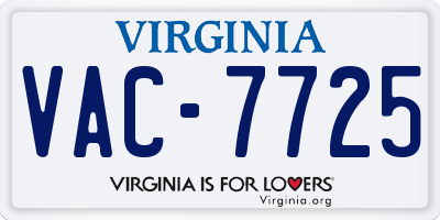 VA license plate VAC7725