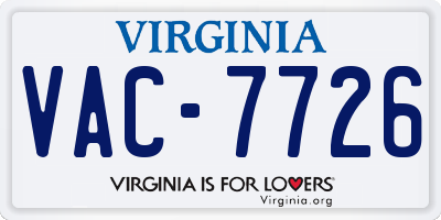 VA license plate VAC7726