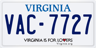 VA license plate VAC7727