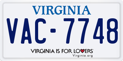 VA license plate VAC7748