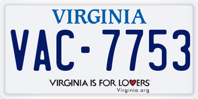 VA license plate VAC7753