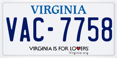 VA license plate VAC7758