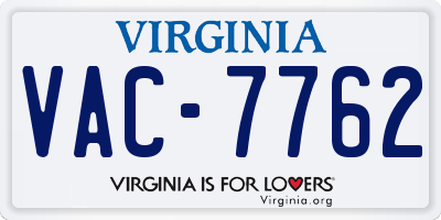 VA license plate VAC7762