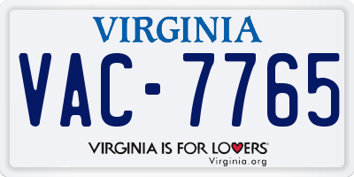 VA license plate VAC7765