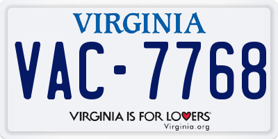VA license plate VAC7768
