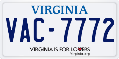 VA license plate VAC7772