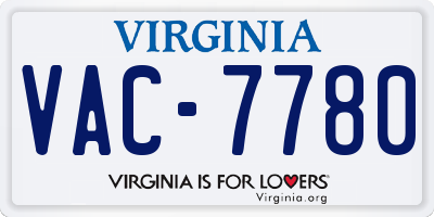 VA license plate VAC7780
